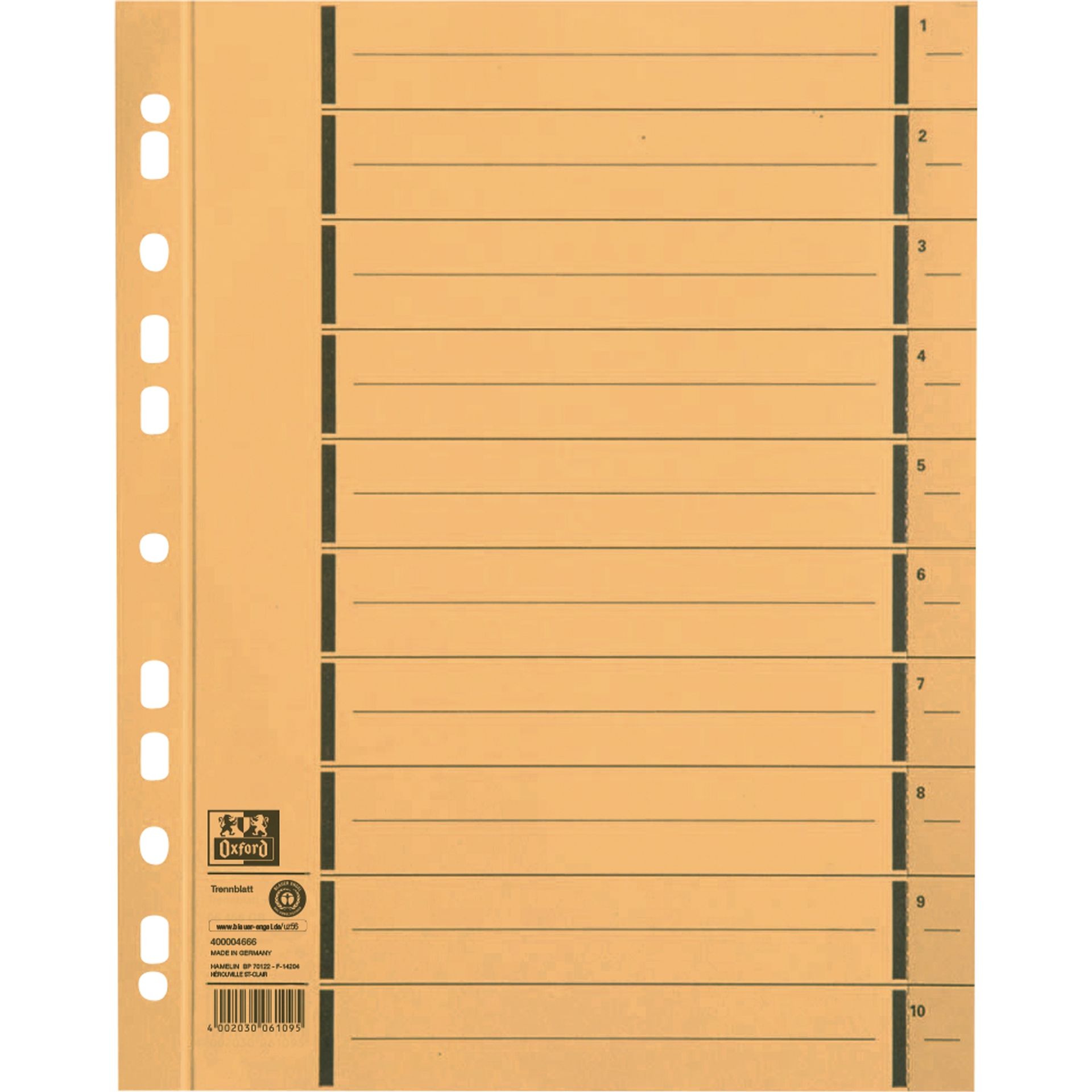 Trennblatt DIN A4 250g Karton gelb 100 St./Pack.