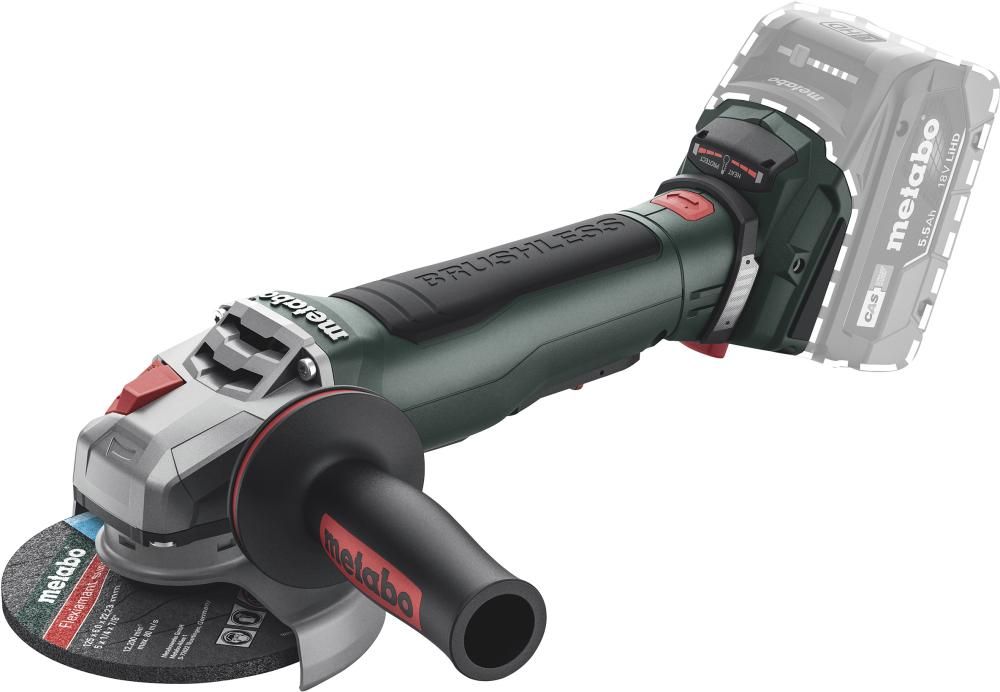 Akku-Winkelschleifer soloWPB 18LTBL 11-125Q Metaboohne Akku ohne Ladegerät metaBOX