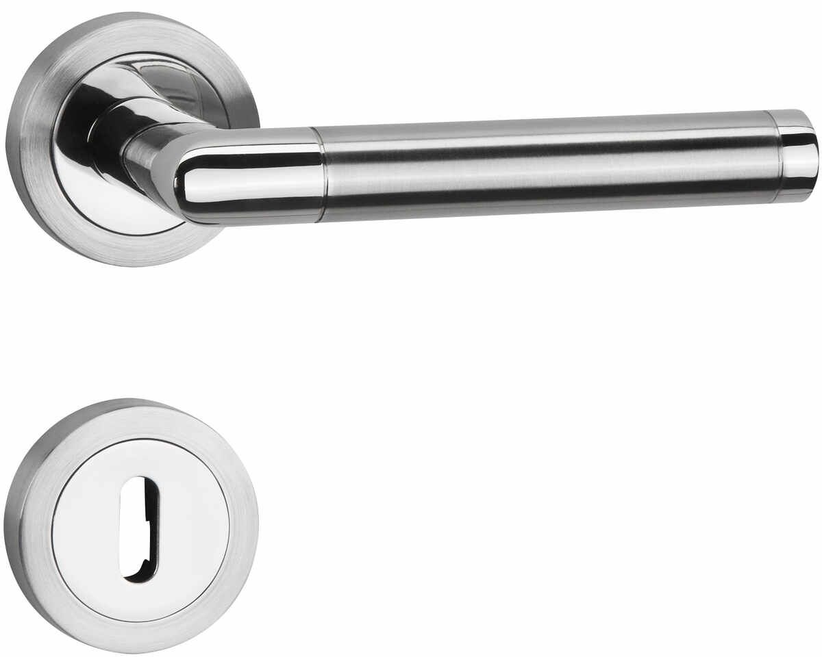 ZT-Drückergarnitur 1356 BIC WIND - mit Smart-Clip Rosetten 2331 SC & RHF - Ausf.: BB - fest/drehbar, mit Rückholfeder, Tst. 37 - 47 mm