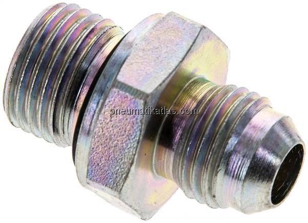 Doppelnippel M 16 x 1,5-UNF 9/16"-18(JIC), Stahl verzinkt