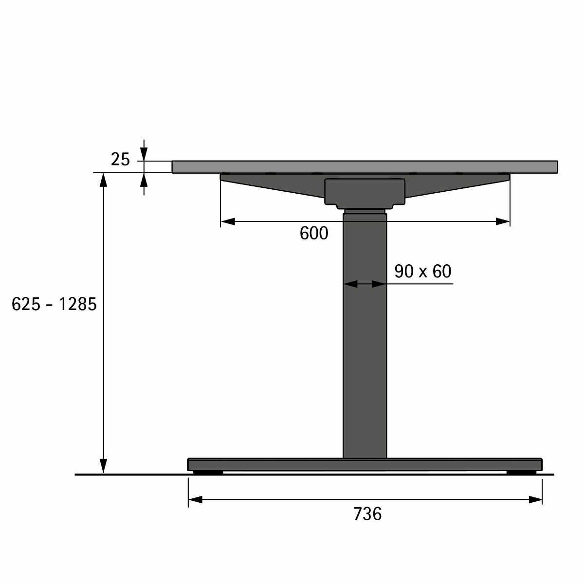 Steelforce Pro 670 SLS Tischgestell Highline T-Fus