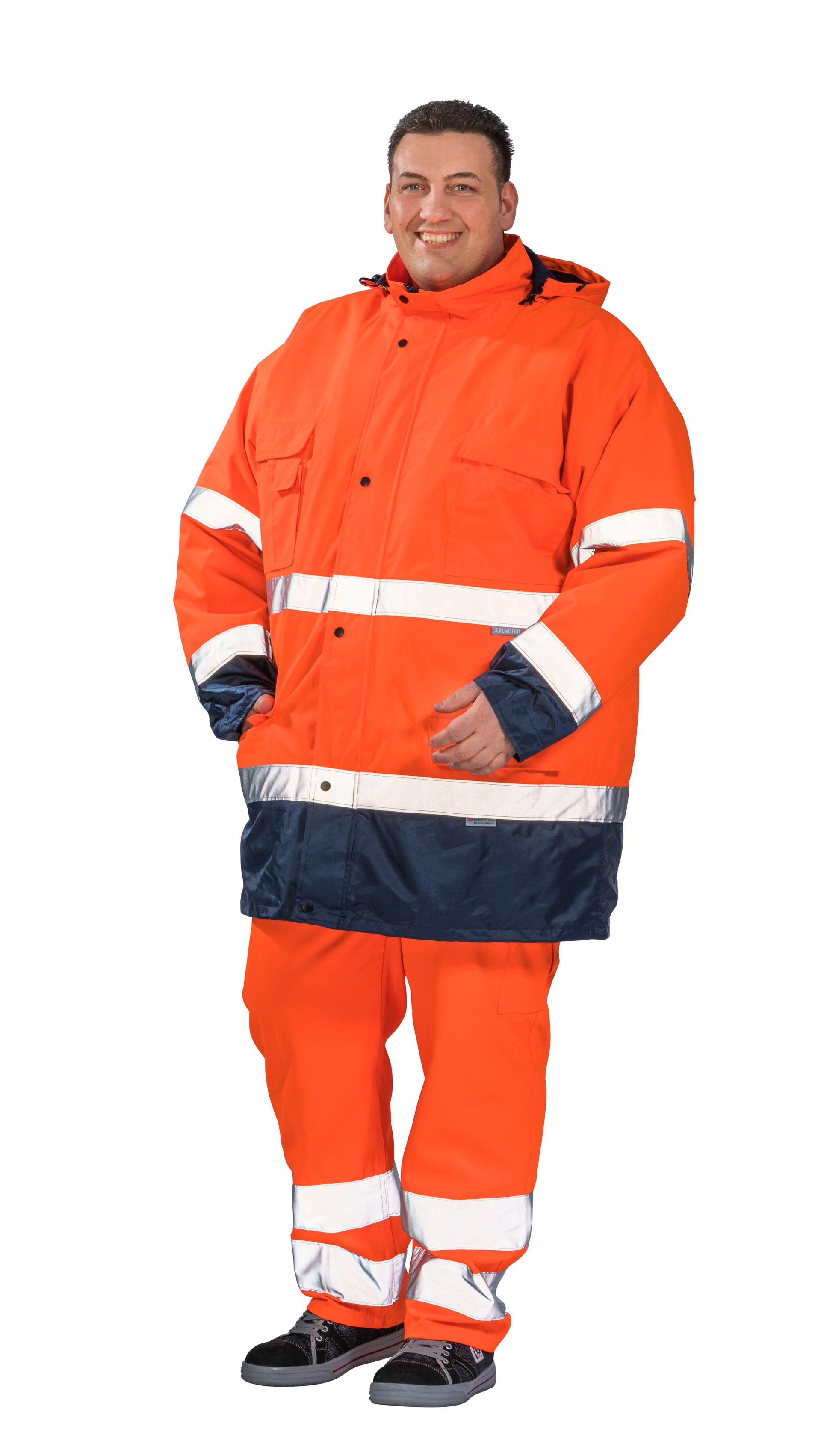 Planam Parka 2-farbig Warnschutz, Outdoor orange/marine Gr. S