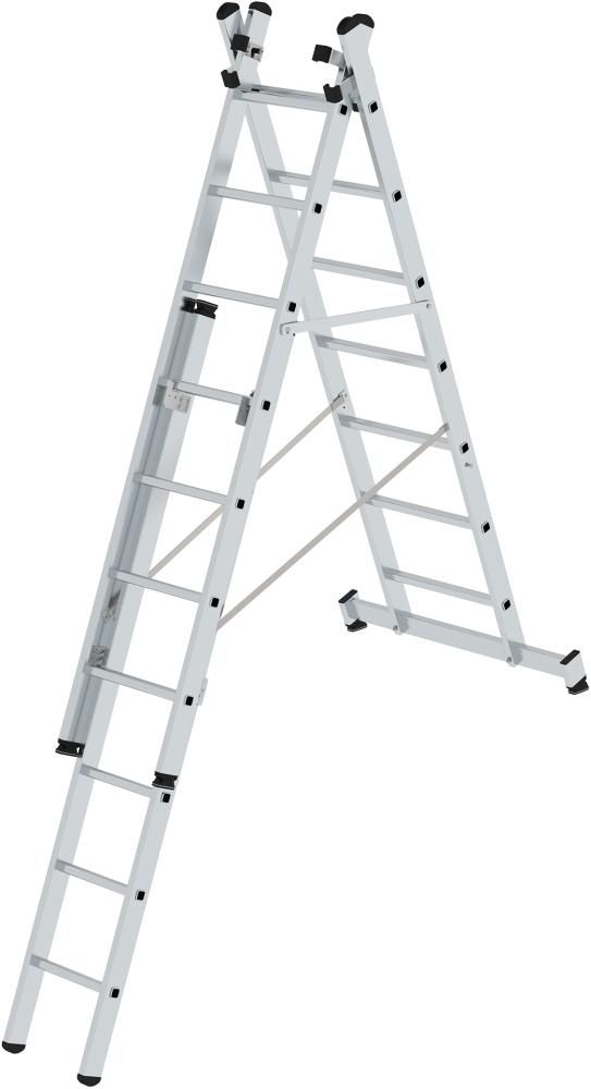 Alu-Mehrzweckleiter 3x7 Sprossen Leiterlänge 2,20m eingef.Arbeitshöhe bis 6,10 m