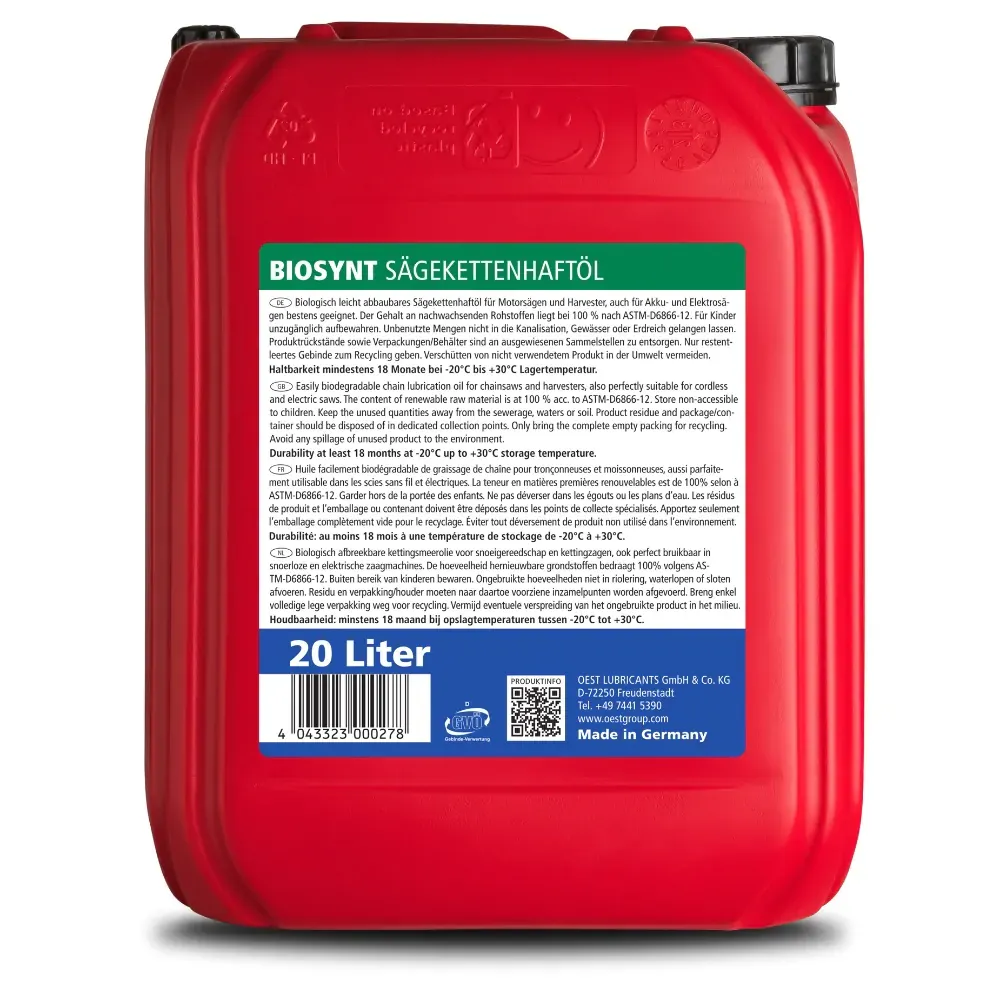 OEST Sägekettenhaftöl BIOSYNT - 20 Liter Gebinde