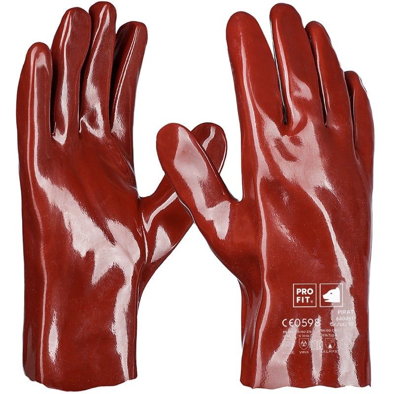 PVC Chemikalienschutzhandschuhe"Pirat", rotbraun, 27 cm 10