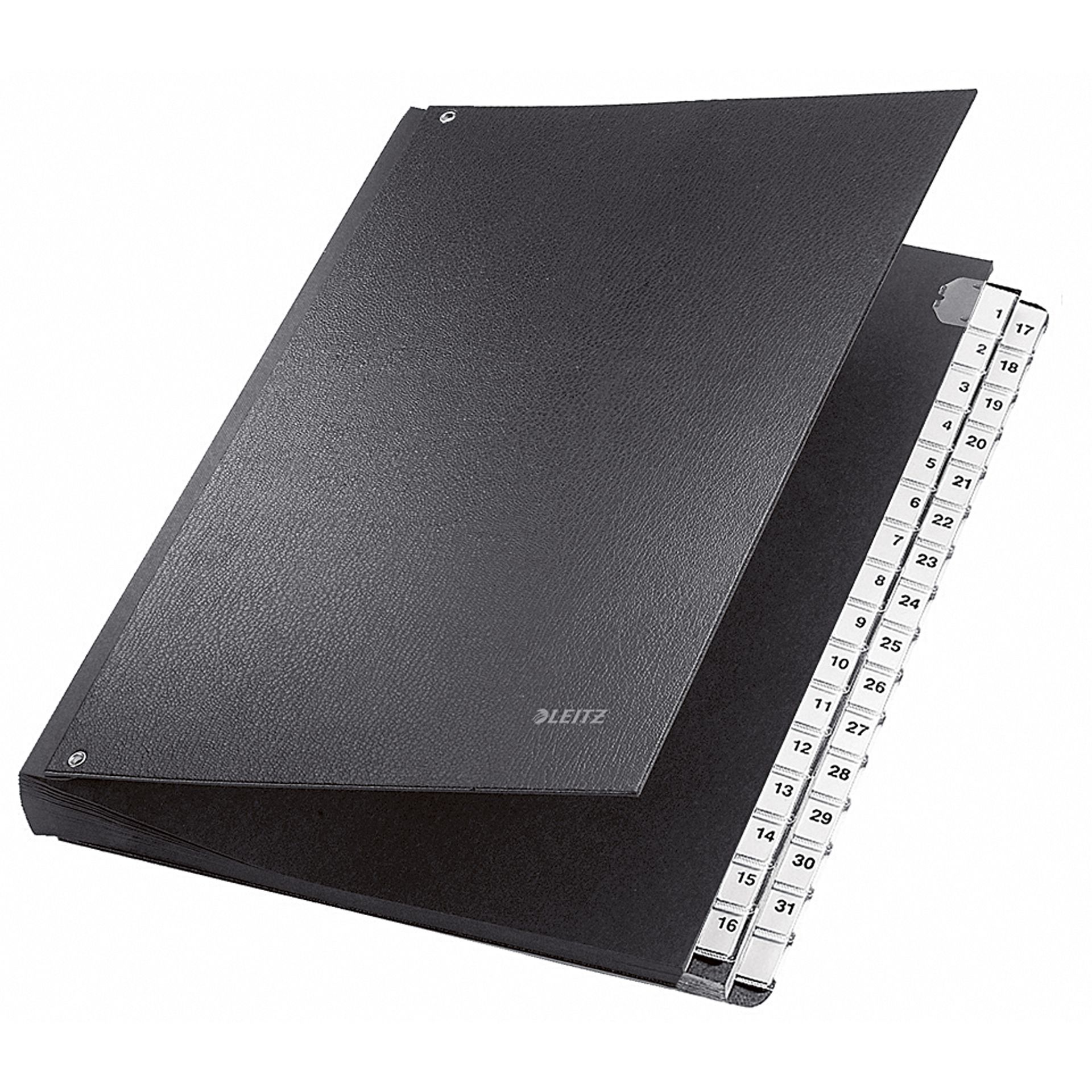 Pultordner DIN A4 1-31 32Fächer Graupappe schwarz