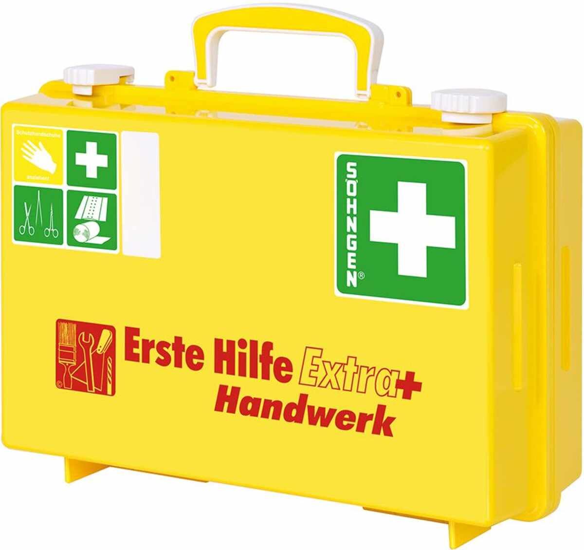 Erste-Hilfe-Koffer Extra+Handwerk, DIN 13157, gelb