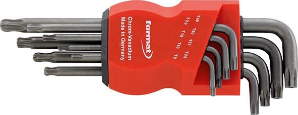 Winkelschraubendreher- Satz lang stahlgrau Kugelkopf T9-T40x mm FORMAT
