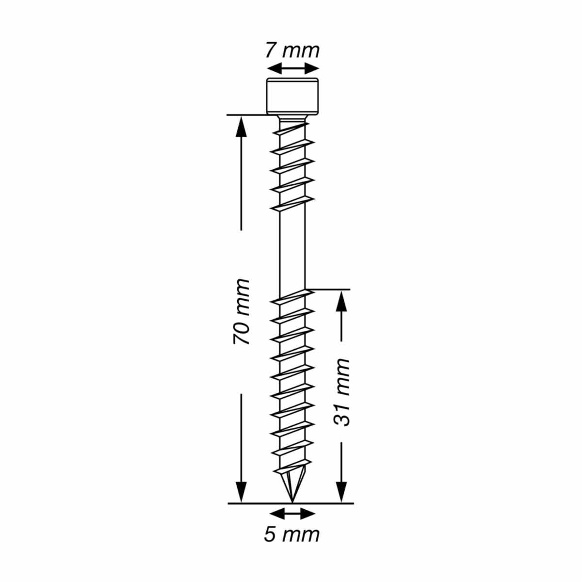 Spax -D- Fl/V2A 5,0X70 Cut-Spitze