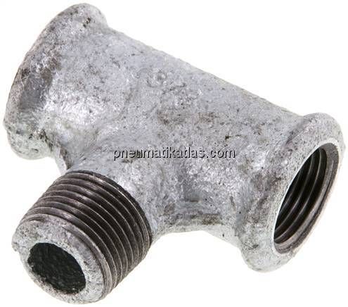 T-Einschraubstück Rp 3/8"(IG)-R 3/8"(AG), Temperguss verzinkt