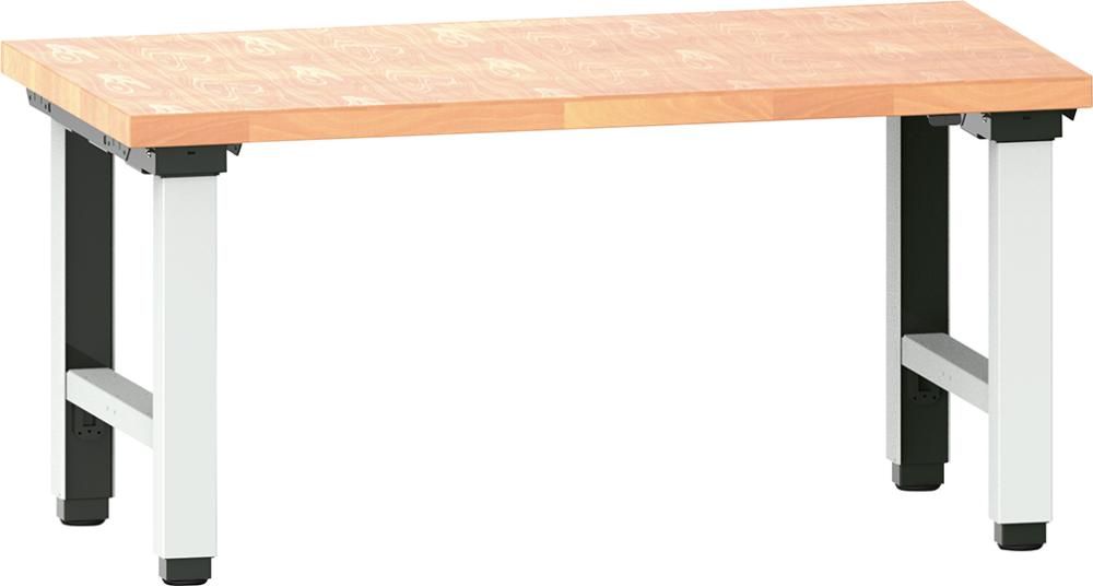 Arbeitstisch Quattro komplett, Modultiefe 725 elek. , buche, RAL 7035 B1500xT800xH725-1225mm
