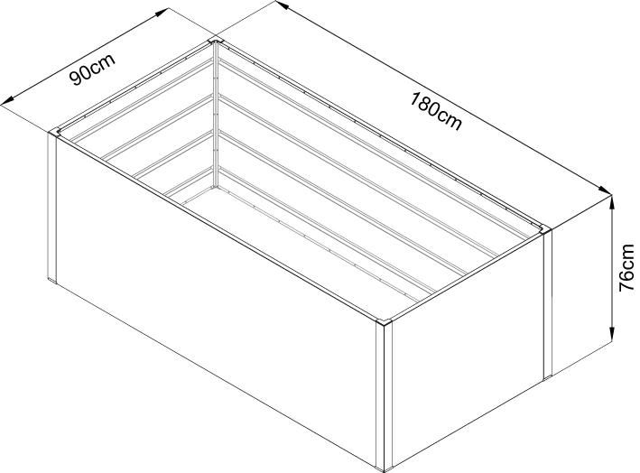 Hochet m.Doppelwand 180 x 90 x 76 cm 1200