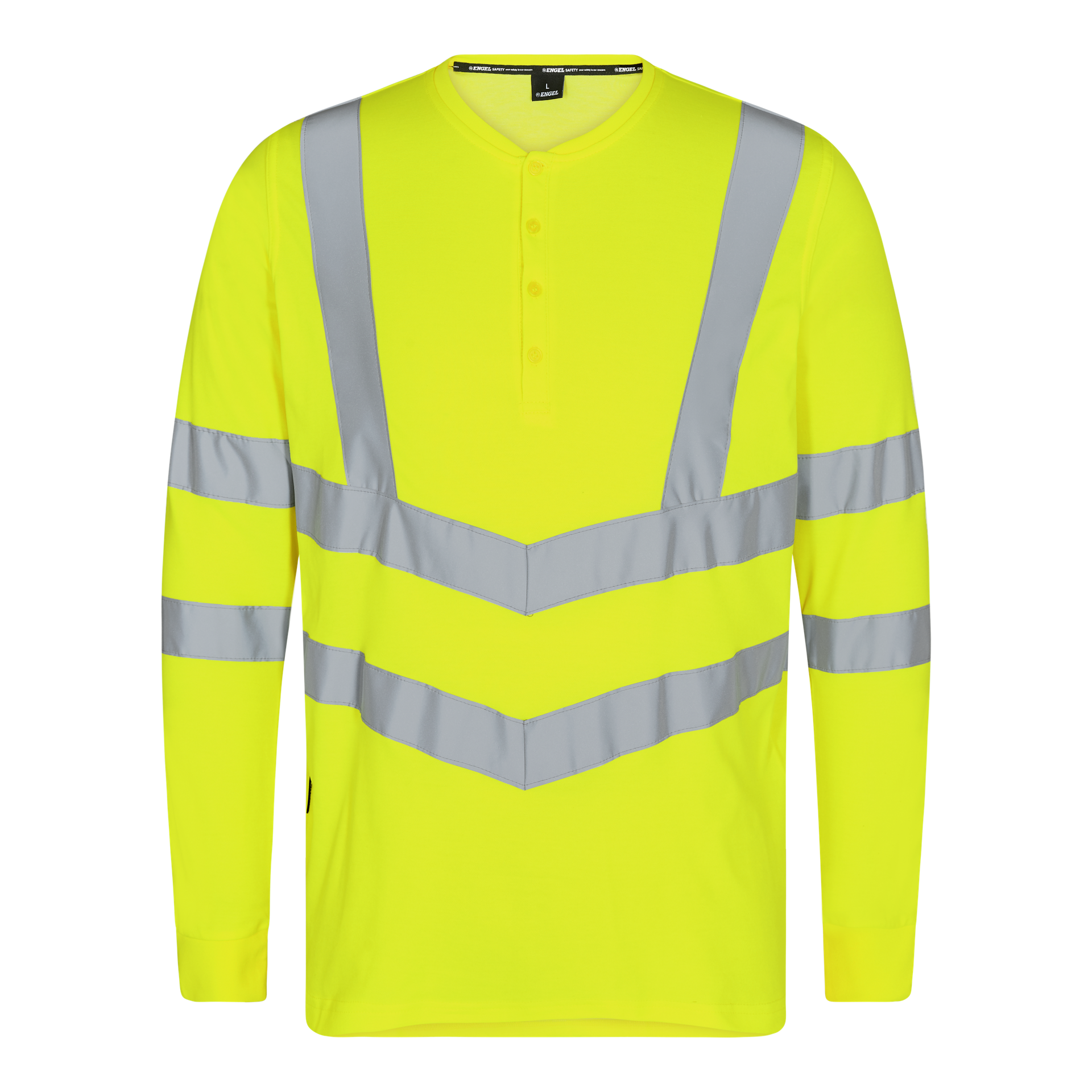 Safety Grandad langarm-Shirt Gelb, Gr. L