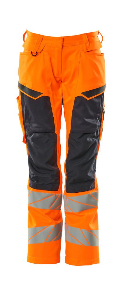 Hose mit Knietaschen Hi-vis Orange/Schwarzblau, 76C34