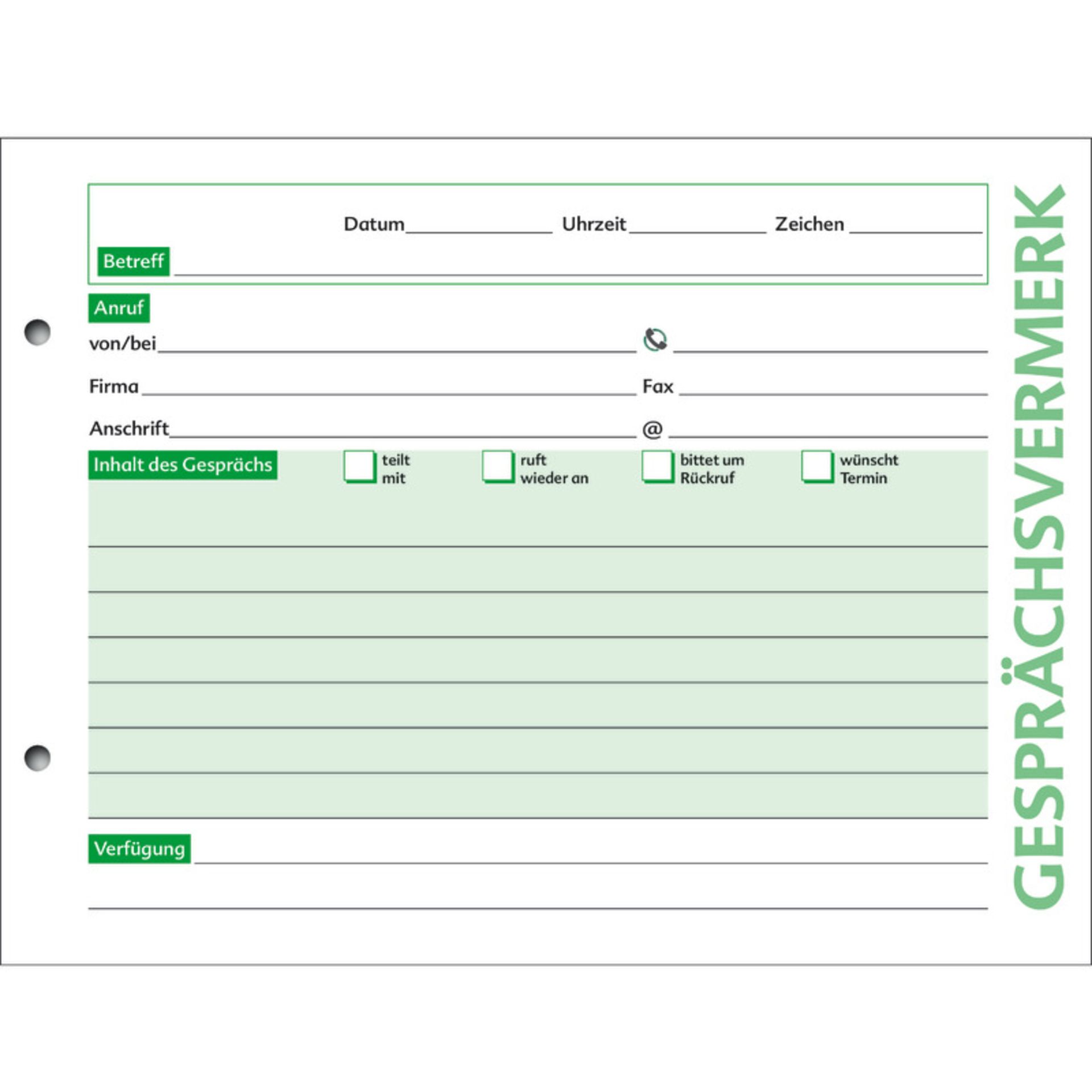 Gesprächsvermerk A5 quer ws 100Bl