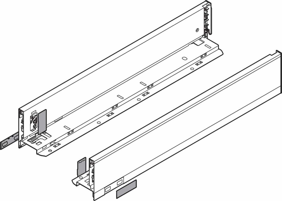 LEGRABOX Zarge, Höhe M (90.5 mm), NL=350 mm, links/rechts, für LEGRABOX pure, oriongrau matt