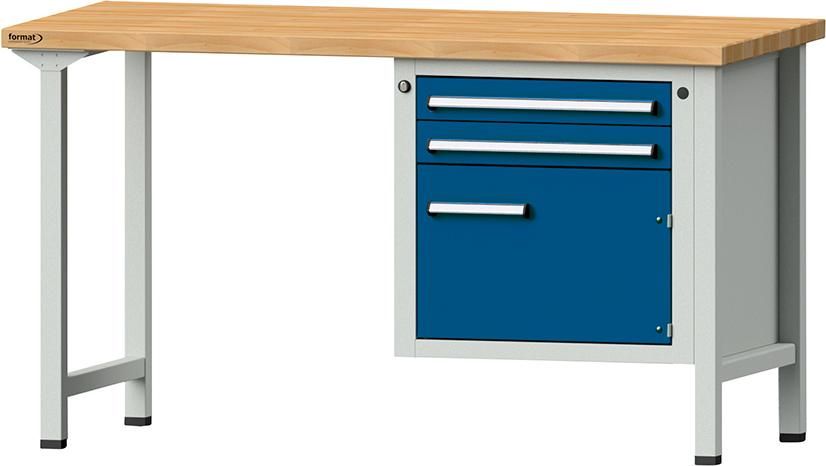 Format Kombi-Werkbank B1500xT700xH840mm RAL 7035/5010 BMP: 40 mm 2 Schubladen, 1 Tür