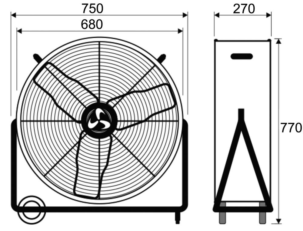 Trommelventilator Gr.L IP54 H770xD680 mm Luftmenge 13000 m³/h