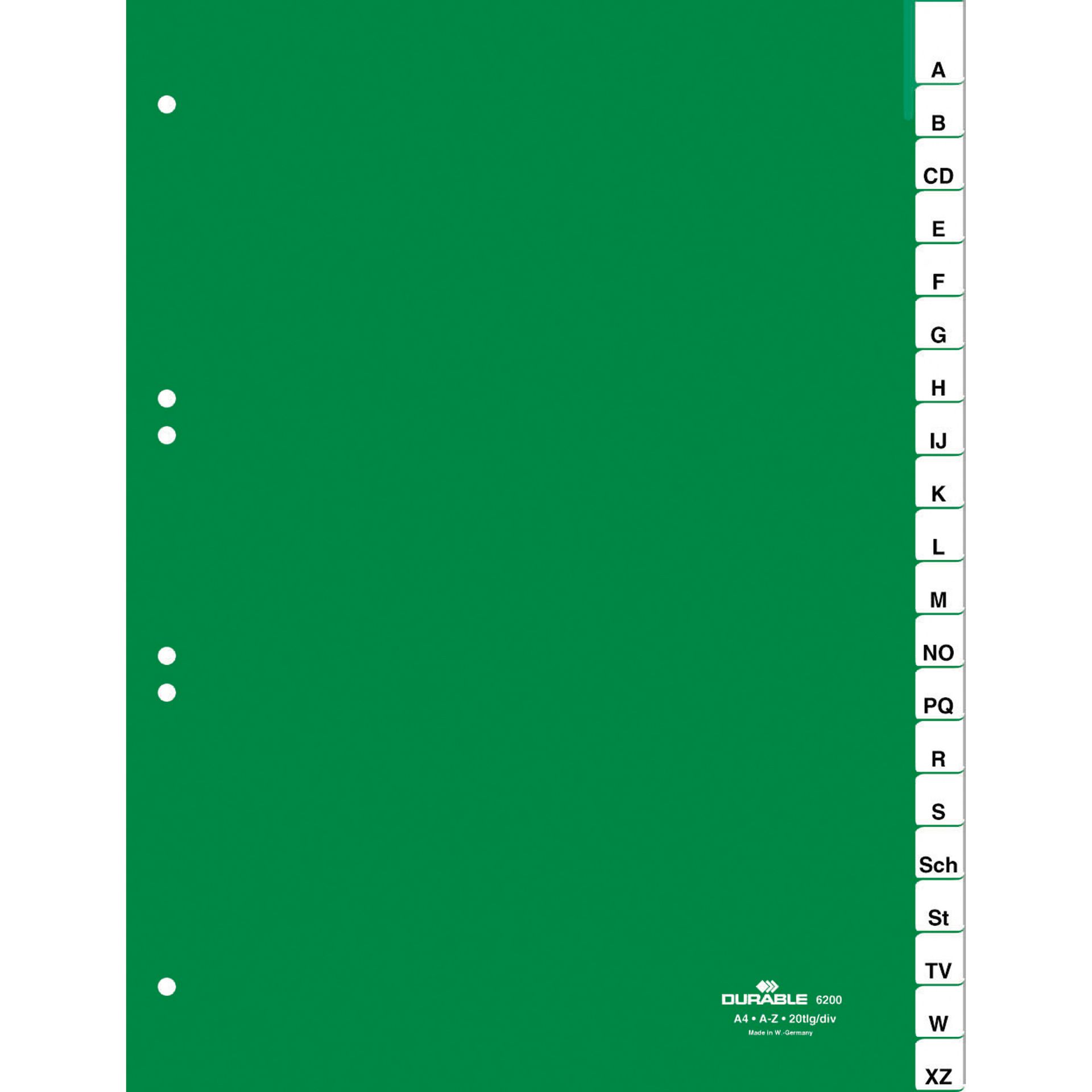 Ordnerregister  A4 20tlg Taben grün