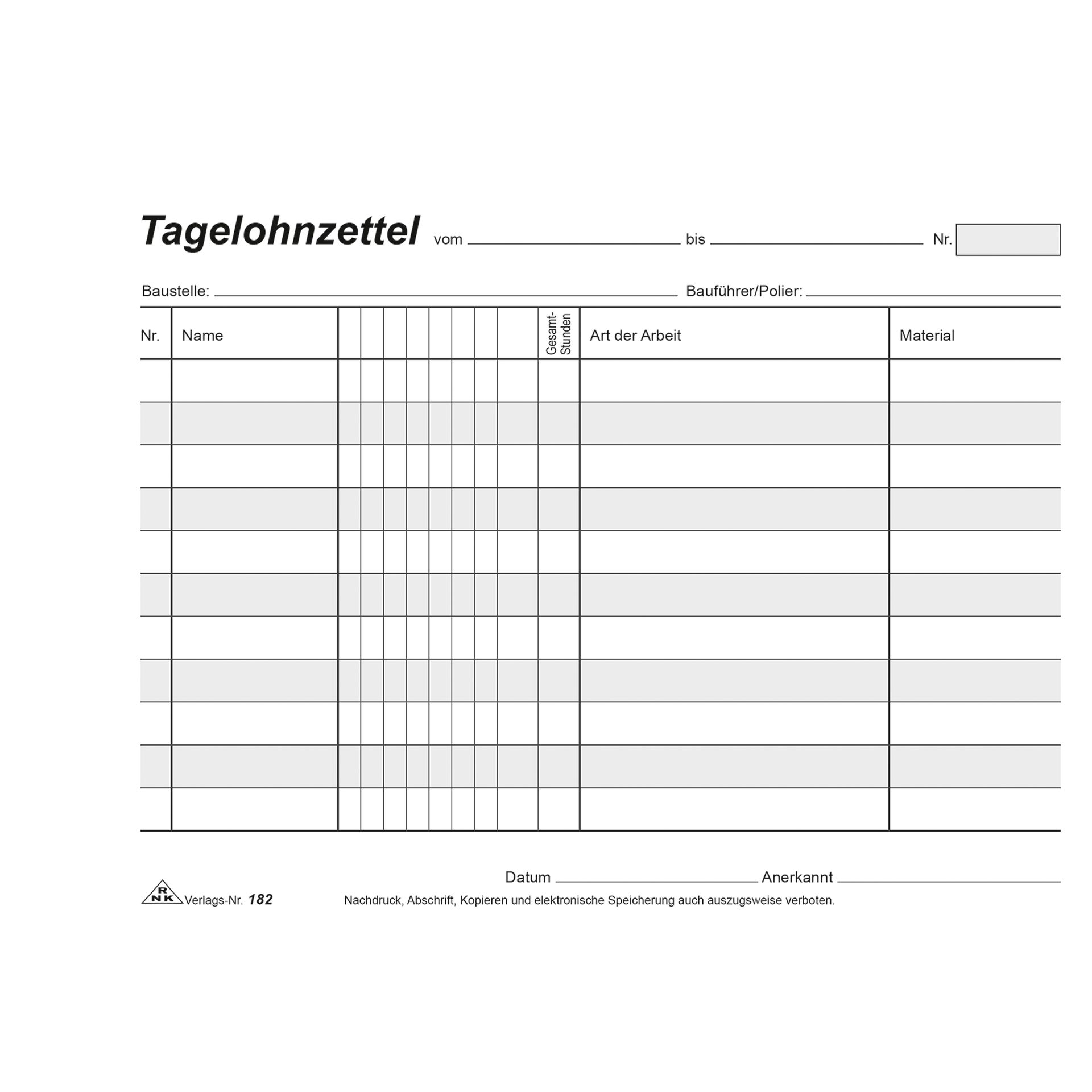 Tagelohnblock  A5 quer SD 3x40Bl.