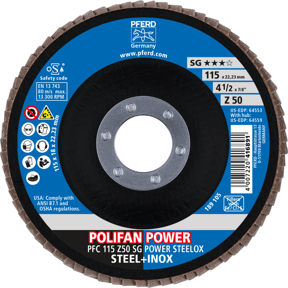 PFERD POLIFAN-Fächerscheiben PFC 115 Z50 SG POWER STEELOX