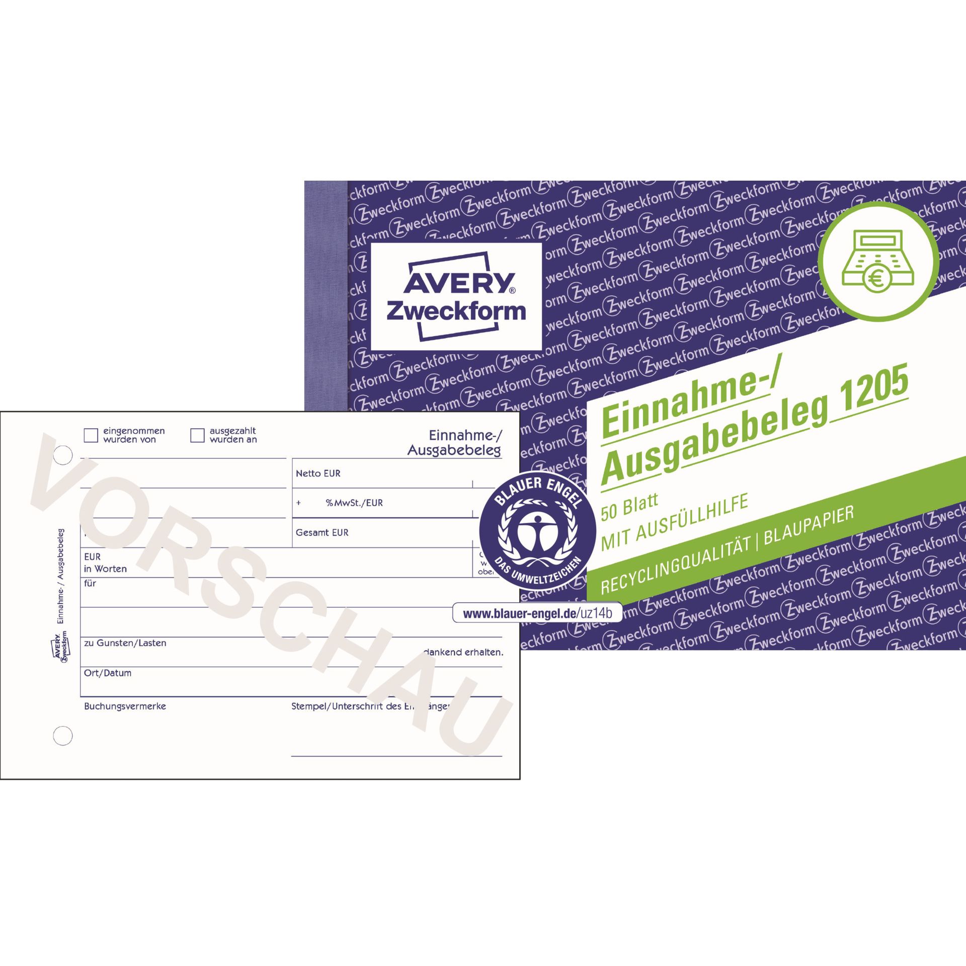 Ausgabebeleg DIN A6 quer 50Blatt weiß
