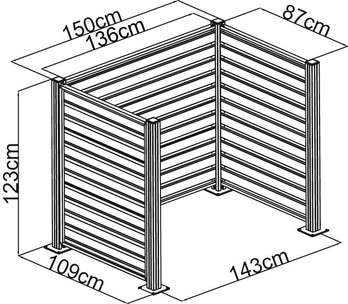 Mülltonnen-EinfassungAluminium 2 x 240 Liter150 x 115 x 122 cm rtikel