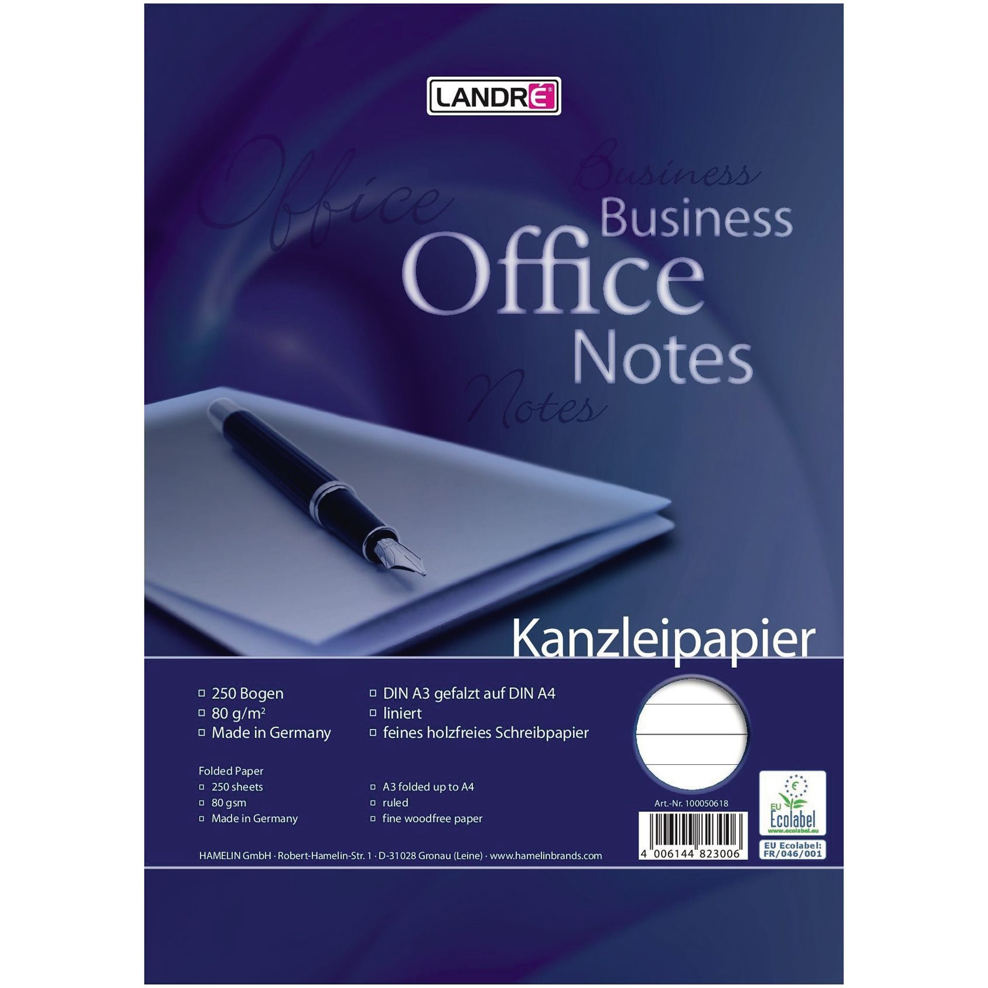 Kanzleipapier DIN A4 70g liniert 250 Bl./Pack.