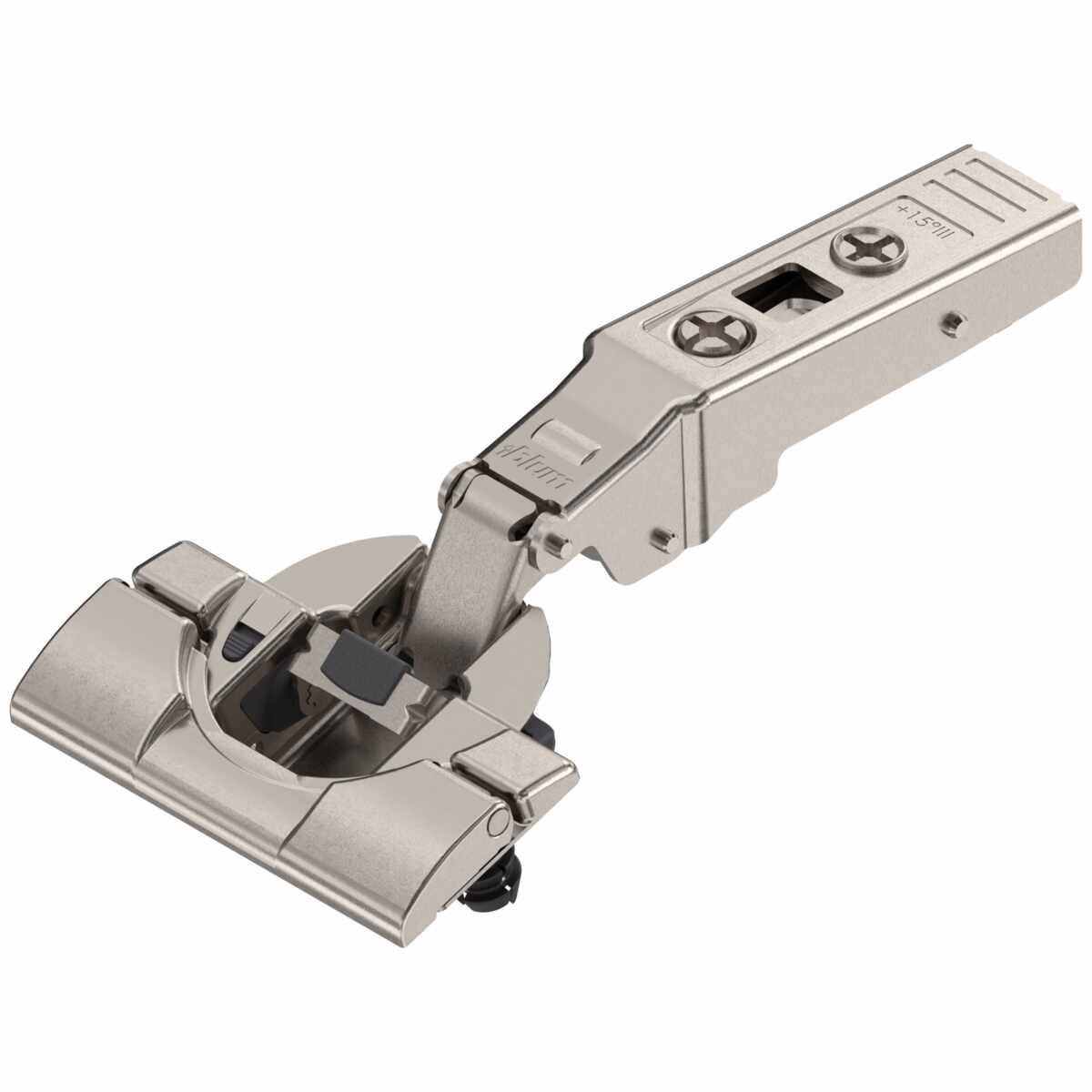 CLIP top BLUMOTION Winkelscharnier 15° III，max. aufschl., Topf: werkzeuglos mit INSERTA, vernickelt