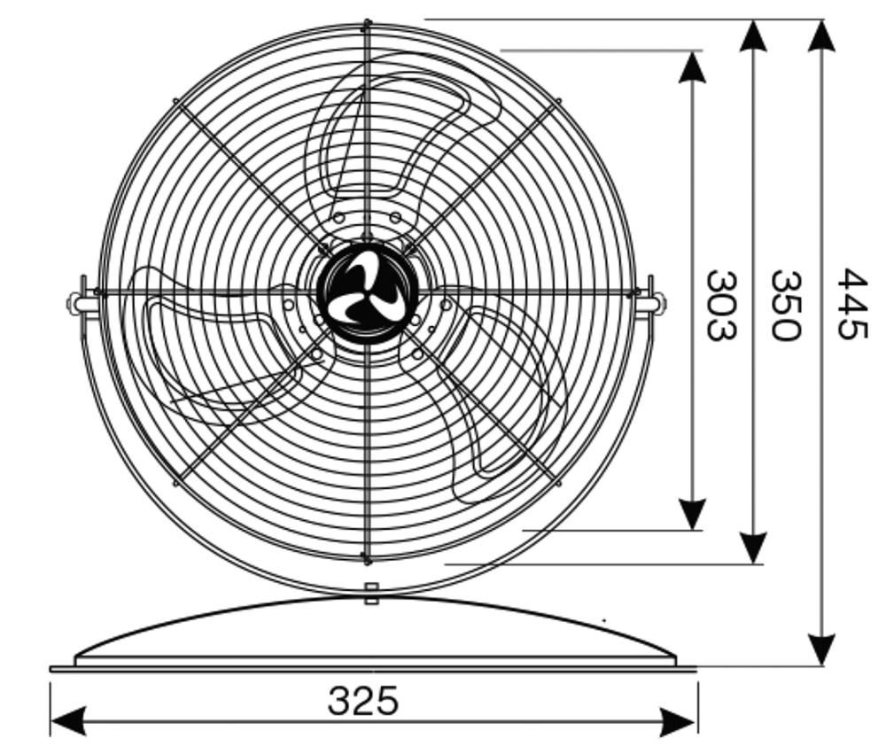 Tisch-/Überbauventilator IP44 H445xD355 mm Luftmenge 2250 m³/h