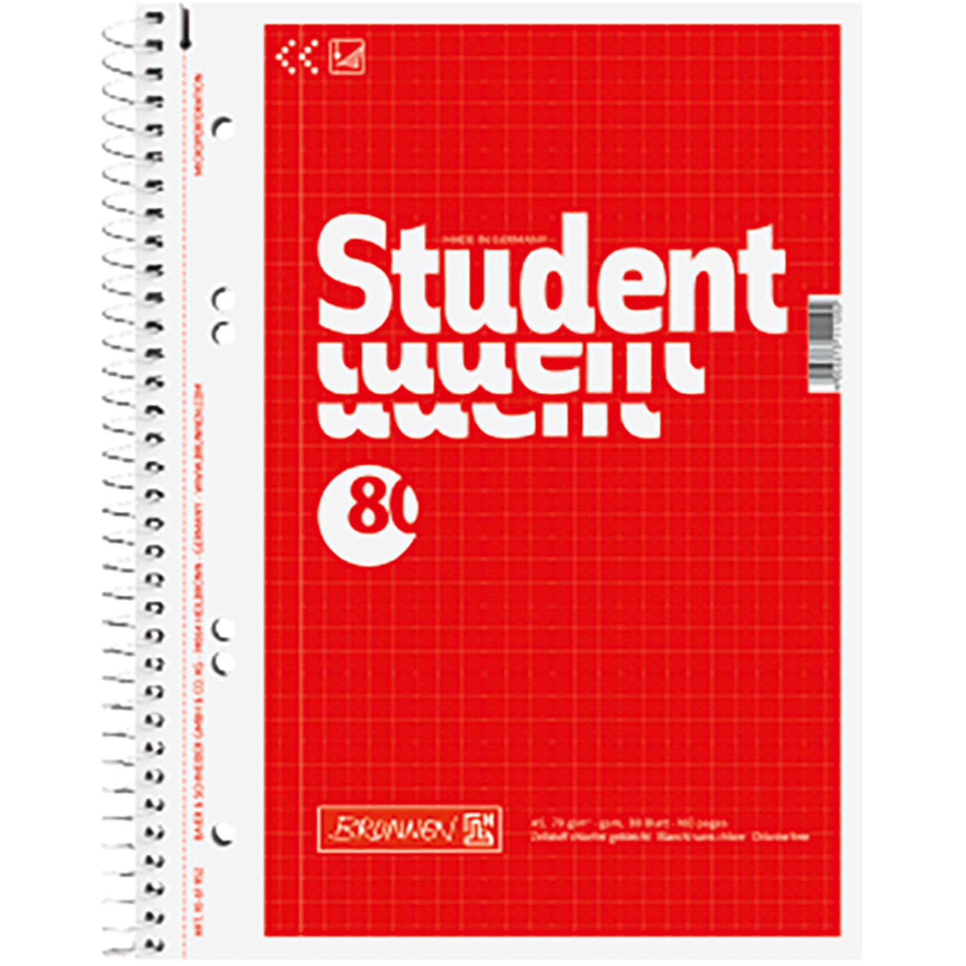 Collegeblock A5 kariert 80Bl rot