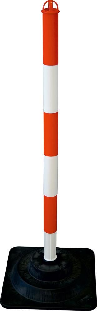 Kettenpfosten-Set EcoMax mit 10 m Absperrkette 3x rot/weiß, 3x weiß/rot,6x Hartgummifuß