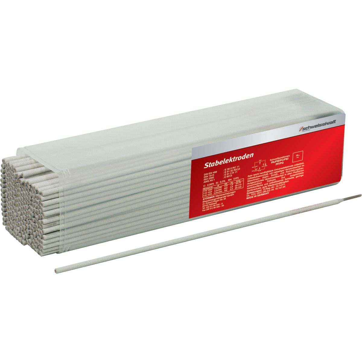 Stabelektrode Schweisskraft 4430 AC 2,5 x 300 mm, 68 Stück