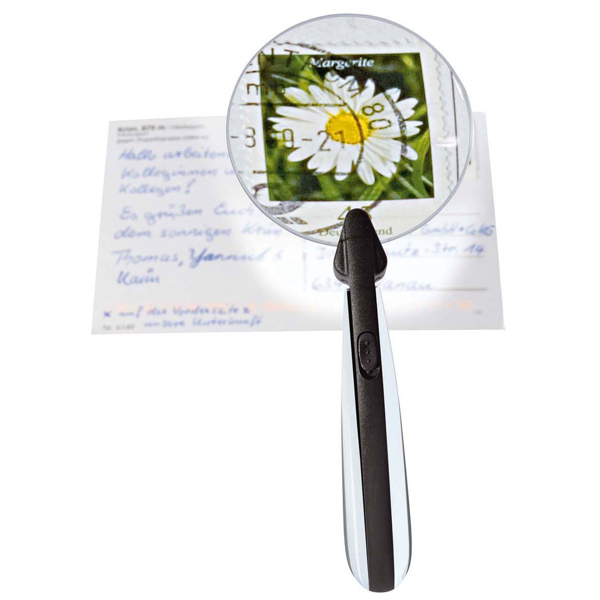 Lupe rund 2,2fach mit LED rahmenlos schwarz/chrom