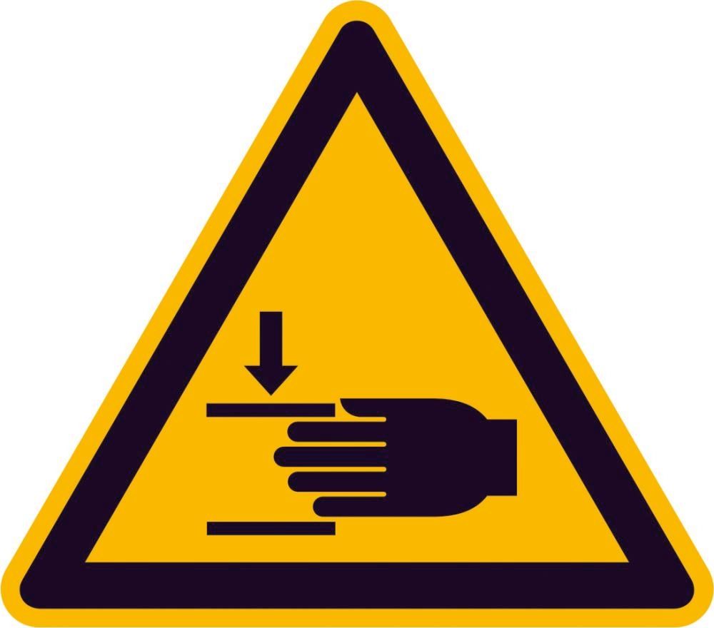 Warnschild Folie SL 100 mm Warnung vor Handverletzungen SafetyMarking