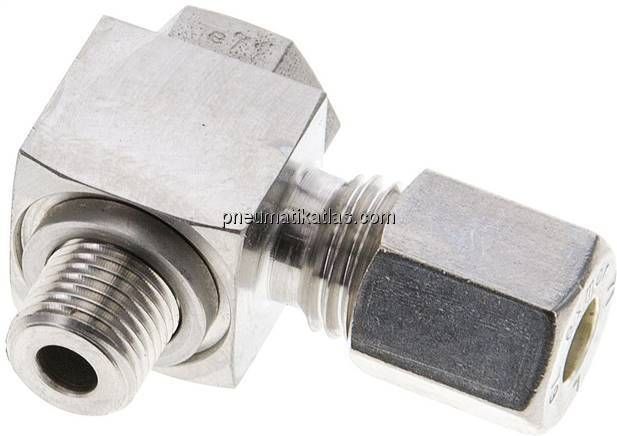 Winkel-Schwenkverschraubung M 10x1-6 L (M12x1,5), Klemmring 1.4571 (NC)