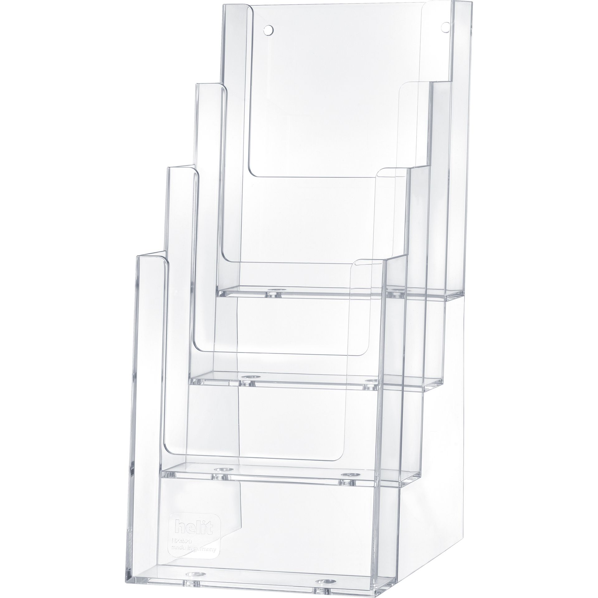 Prospekthalter 4x1/3A4 4Fächer PS glasklar