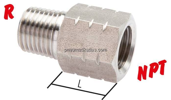 Reduziernippel R 1/4"(AG)-NPT 1/4"(IG), 1.4571