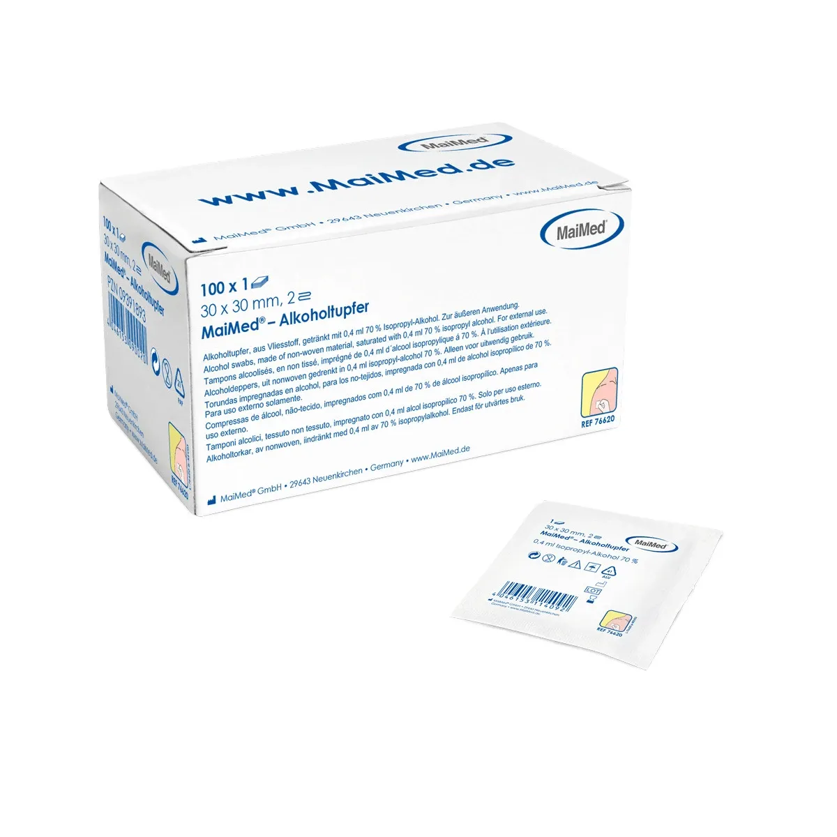 Alkoholtupfer 100 Stück MaiMed® 30 x 30 mm