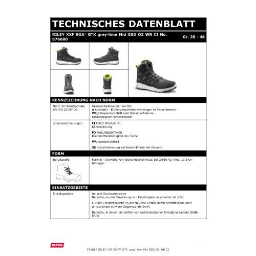 ELTEN RILEY XXF BOA® WR Berufsstiefel Mid O2 ESD, Grau, Gr. 41
