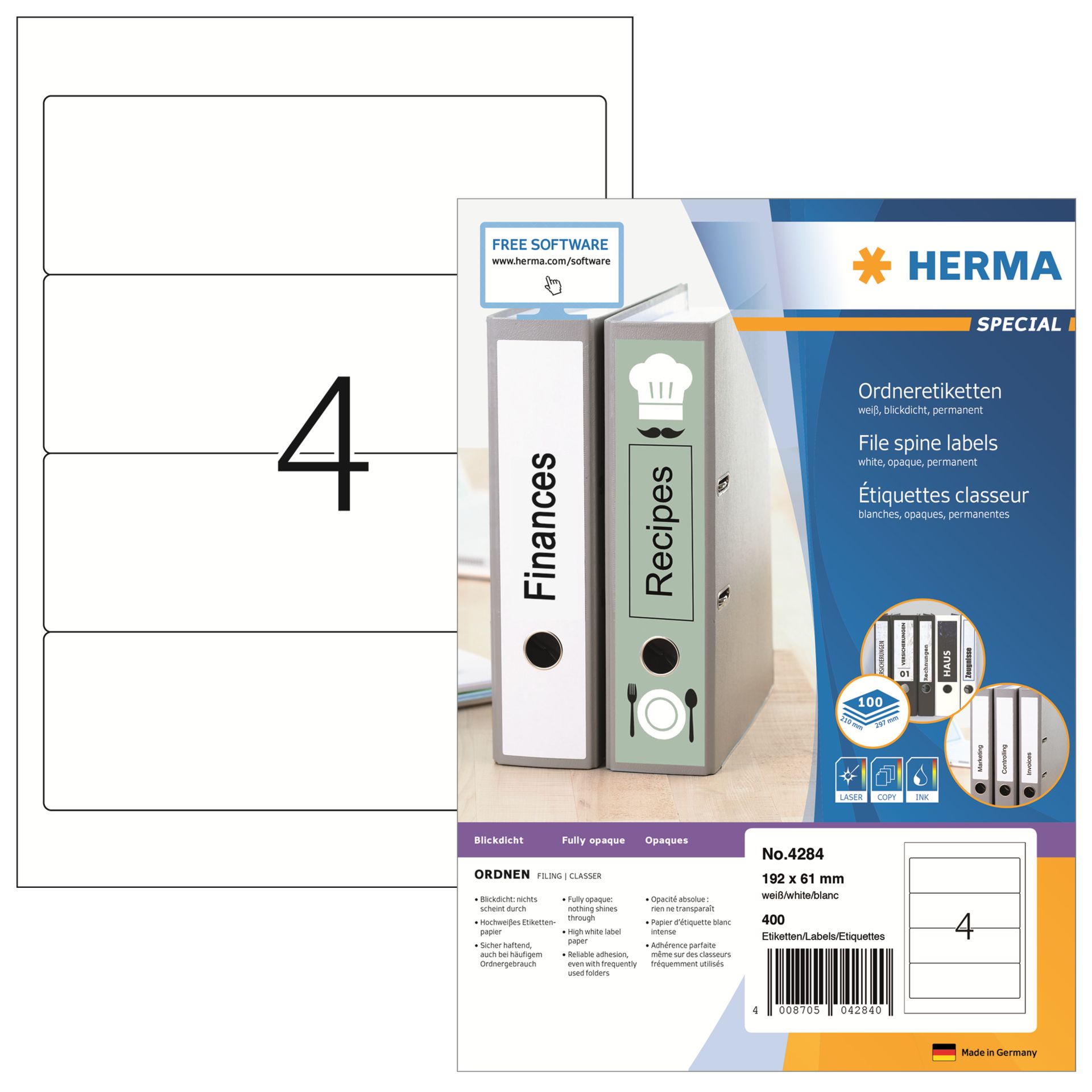 Etikett SuperPrint 192x61mm breit weiß 400 St./Pack.