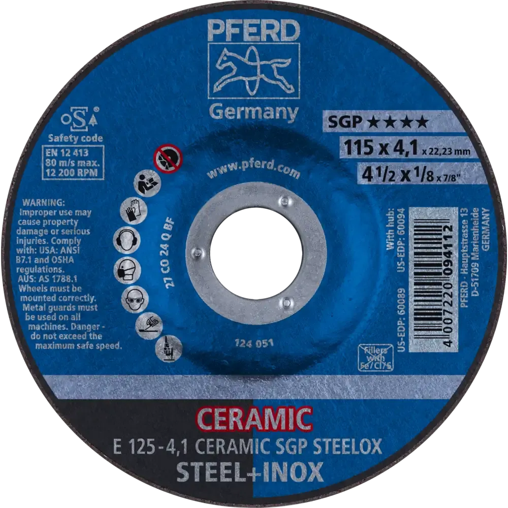 PFERD Schruppscheibe E 125x4,1x22,23mm CERAMIC Leistungslinie