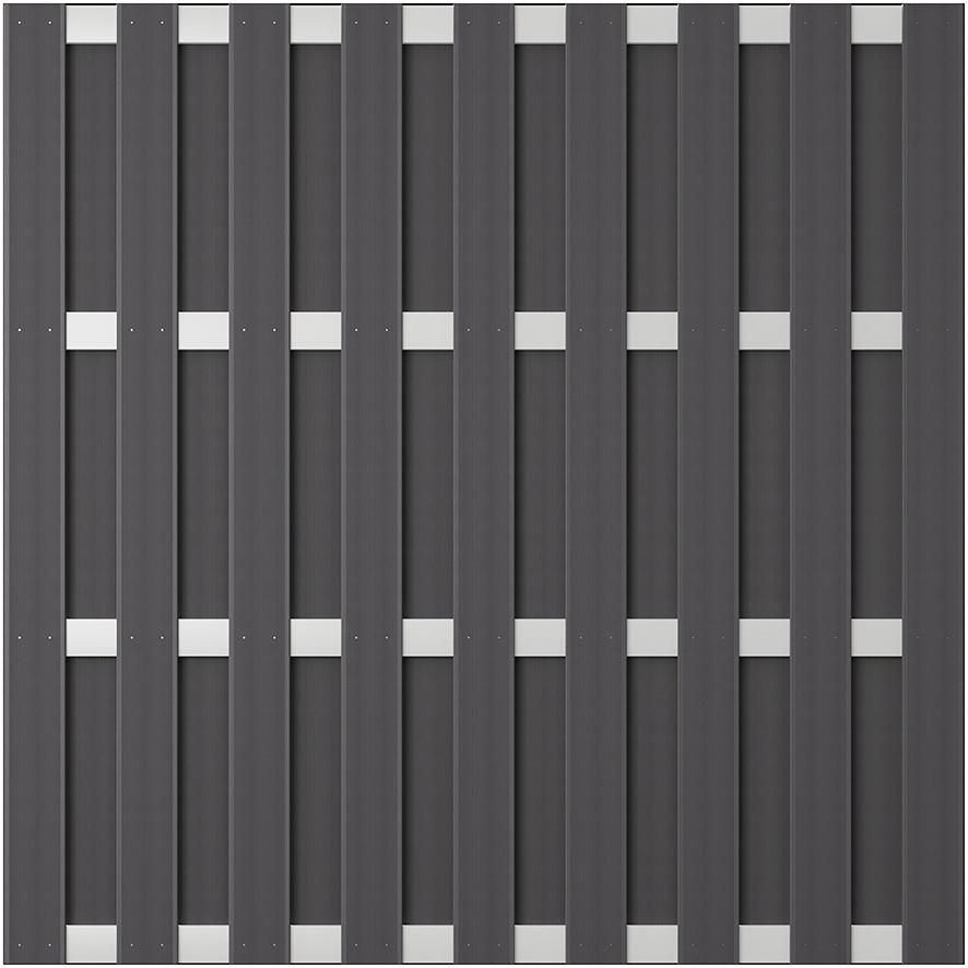 ELDENA-Serie GRAU 180x180cm hell eloxiert 4 Querriegel ALU WPC-Bretterzaun