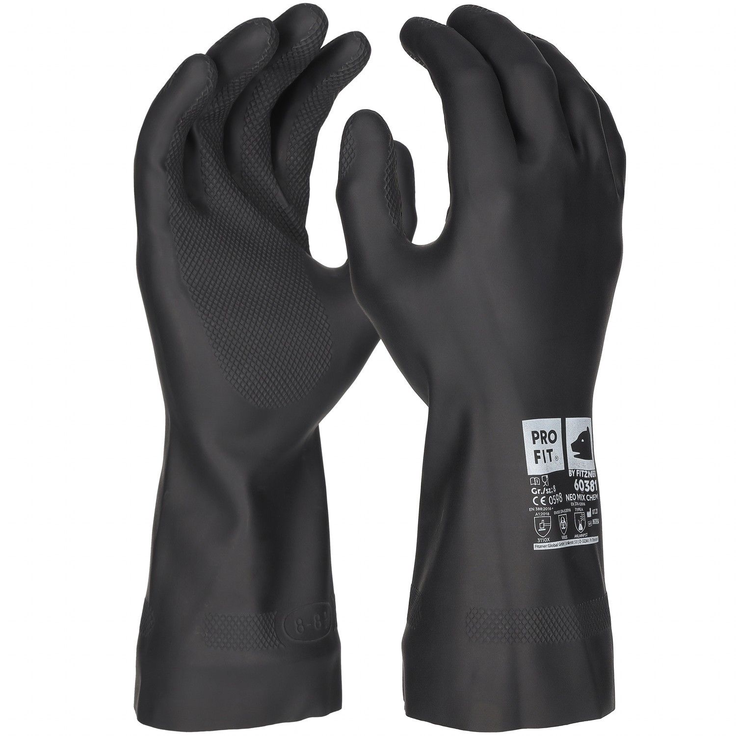 Neopren/Latex Chemikalienschutzhandschuh,30 cm, schwarz 10