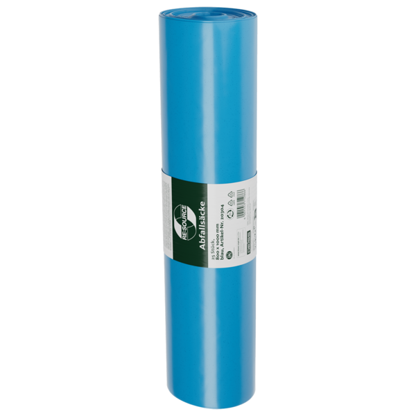 Abfallsäcke aus Recycling-LDPE 120 l, Typ 60 blau, Blauer Engel - 25Stück,Karton=10Rollen