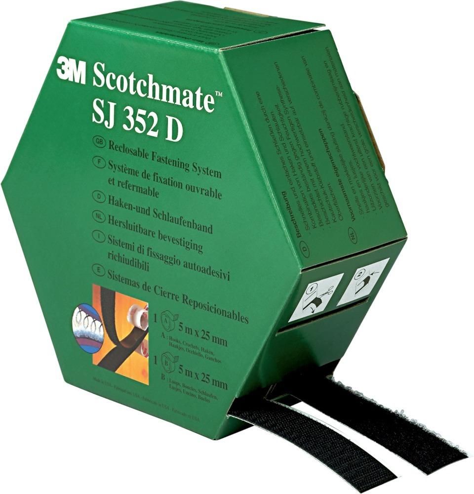 SJ352D Haken-Schlaufenb. schwarz 25,4mm x 5m 3M