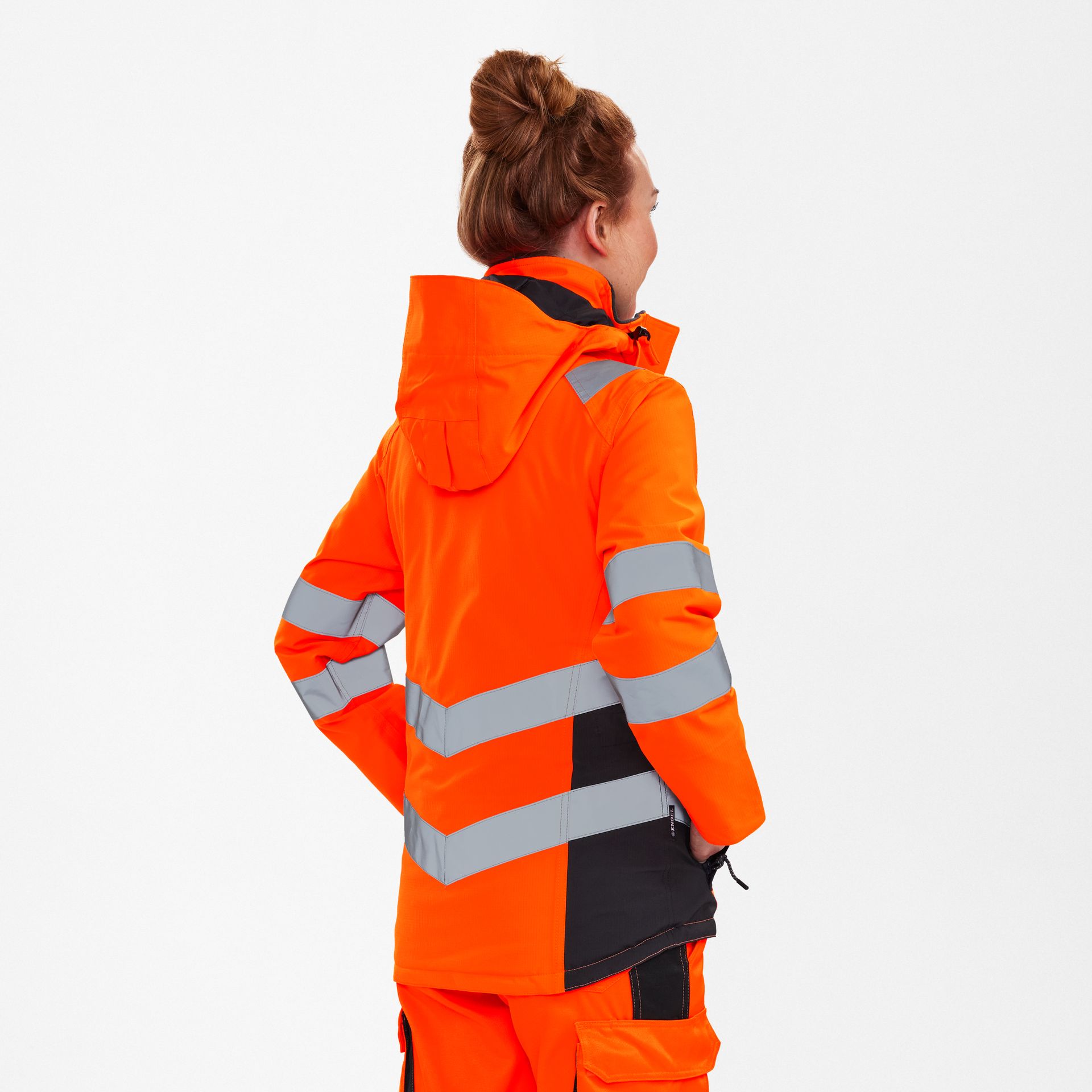 Safety Damen Winterjacke Orange/Anthrazit Grau, Gr. XL