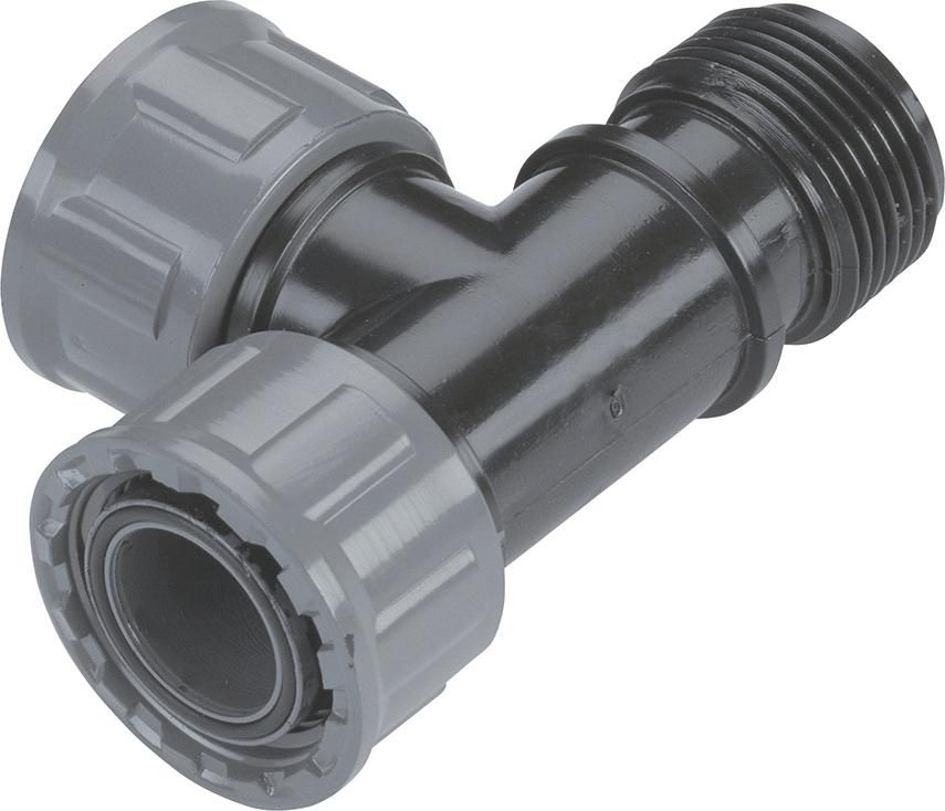 Ventil-T-Stück mit 1 x 1"-Innengewinde u. 2 x 1"-Außengewinde