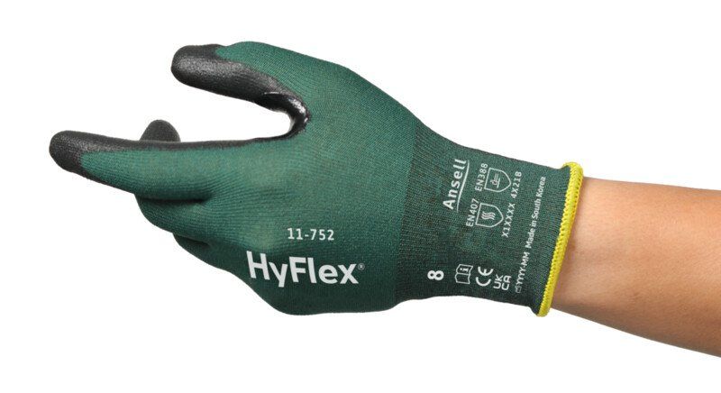 SCHNITTSCHUTZHANDSCHUH HYFLEX 11-752 Strickgewebe, grün/schwarz, Gr. 9