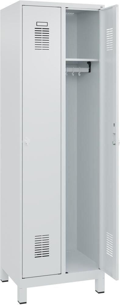 FORMAT Garderobenschrank B600xT500xH1950 mm RAL 7035/7035, 2 Abteile u. Füße (Selbstmontage)